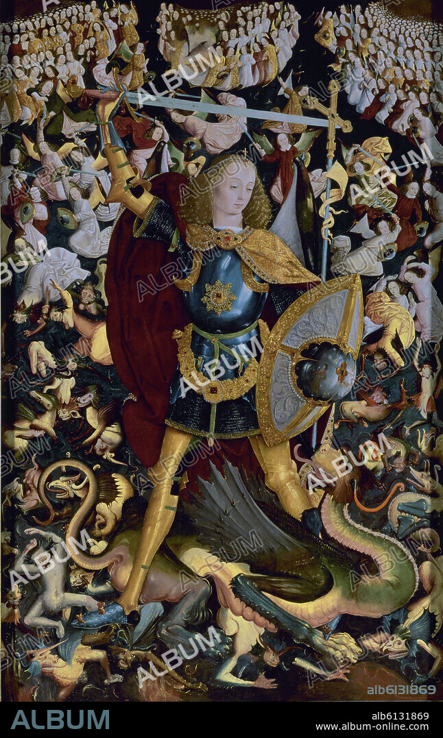 MAESTRO DE ZAFRA. SAN MIGUEL ARCANGEL - 1495-1500 - TECNICA MIXTA/TABLA - 242x153 - GOTICO FINAL - NP 1326.