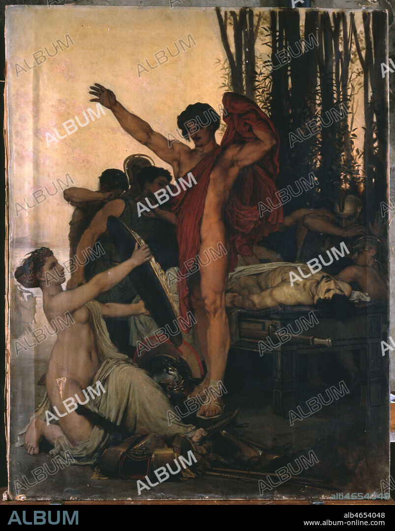 'Thetis apporte a Achille les armes forgees par Vulcain', peinture de Pierre Paul Leon GLAIZE (1842-1932) (H 1500 x L 1200). Musee des Beaux Arts d'Epinal, Credit : Photo Prud'Homme / Kharbine Tapabor.
