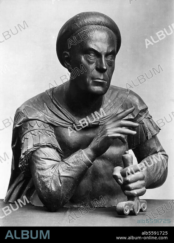 Fugger, Jakob II. (der Reiche). Augsburger Handelsherr, 1459-1525. Jakob Fugger. Skulptur, um 1509/18, von Adolf Dauher. (um 1460/65- um 1523/24). Holz. (ursprüngl. Teil d. Chorgestühls d. Fuggerkapelle in St. Anna, Augsburg; später Deutsches Museum, Berlin; 1945 verbrannt).