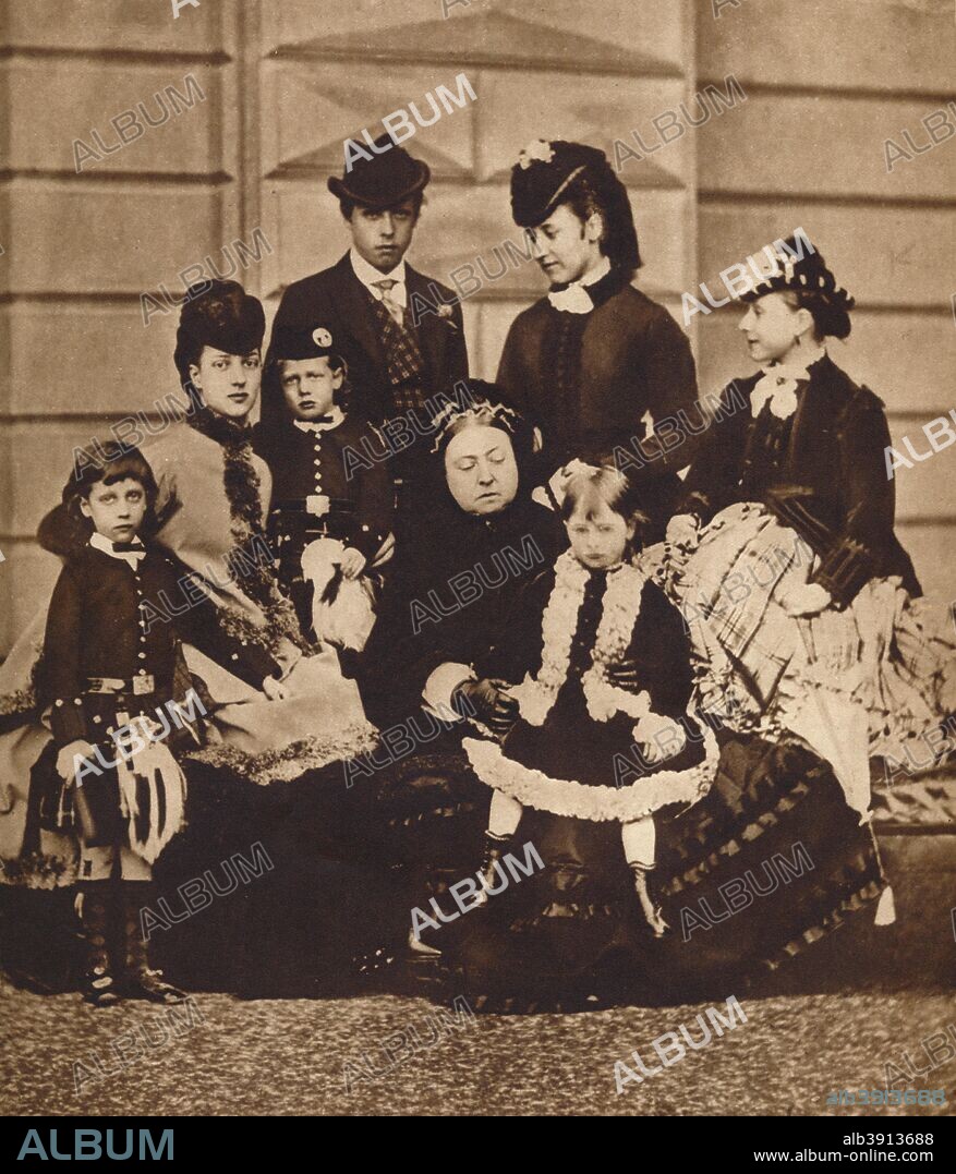 Queen Victoria with her daughter-in-law and grandchildren, c1880 (1935). From King Emperor's Jubilee, by F. G. H. Salusbury [Daily Express Publications, London, 1935].