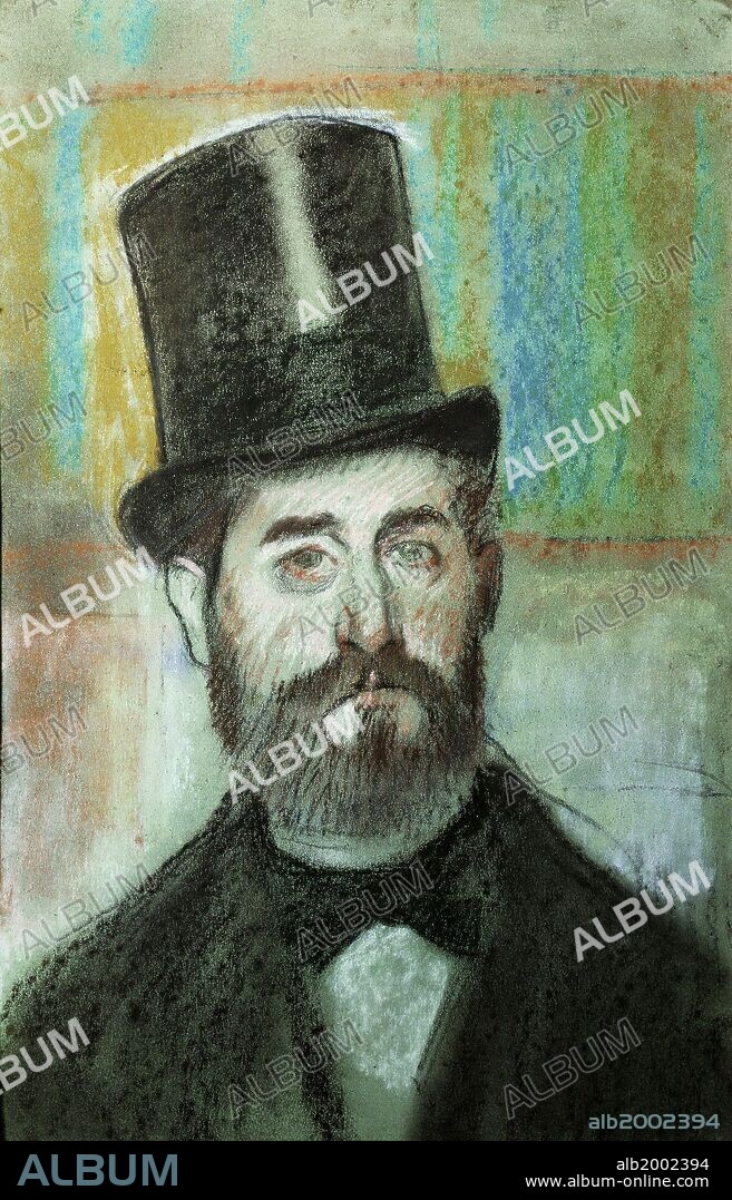 Edgar Degas / 'El hombre del sombrero de copa', 1834, Óleo sobre lienzo, 49 x 32 cm.