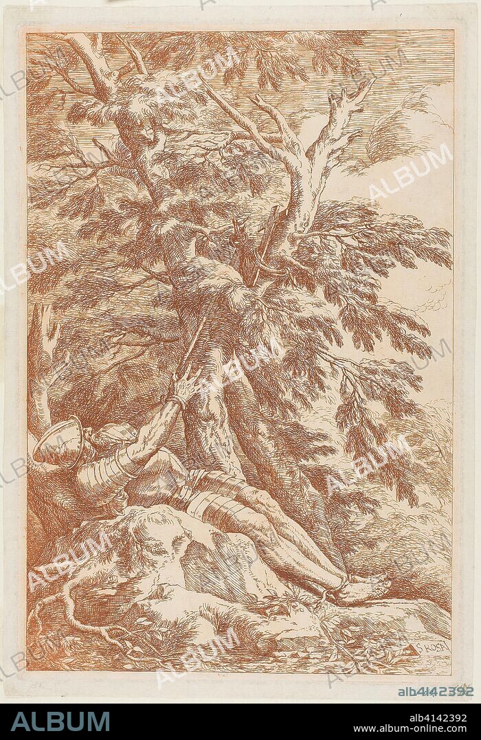 Saint William of Maleval. After Salvator Rosa; Italian, 1615-1673; Carlo Antonini ?; c.1740 - c.1784. Date: 1780. Dimensions: 349 x 236 mm (plate); 367 x 249 mm (sheet). Etching in sanguine on ivory laid paper. Origin: Italy.