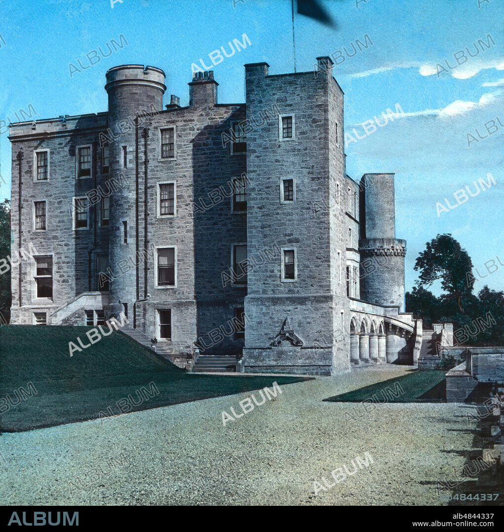 Magic Lantern slide circa 1900 hand coloured. Victorian/Edwardian era. Wemyss Castle  is situated in Wemyss on the sea cliffs between the villages of East Wemyss and West Wemyss in Fife, Scotland..
