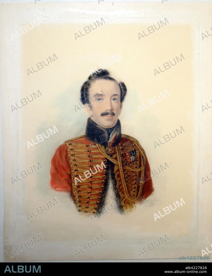 ALEXANDER JULIUS KLüNDER. 'Portrait of a captain of the Life Guards Hussar Regiment, Gerzdorf'. Russia, 1838. Dimensions: 24x19,5 cm.