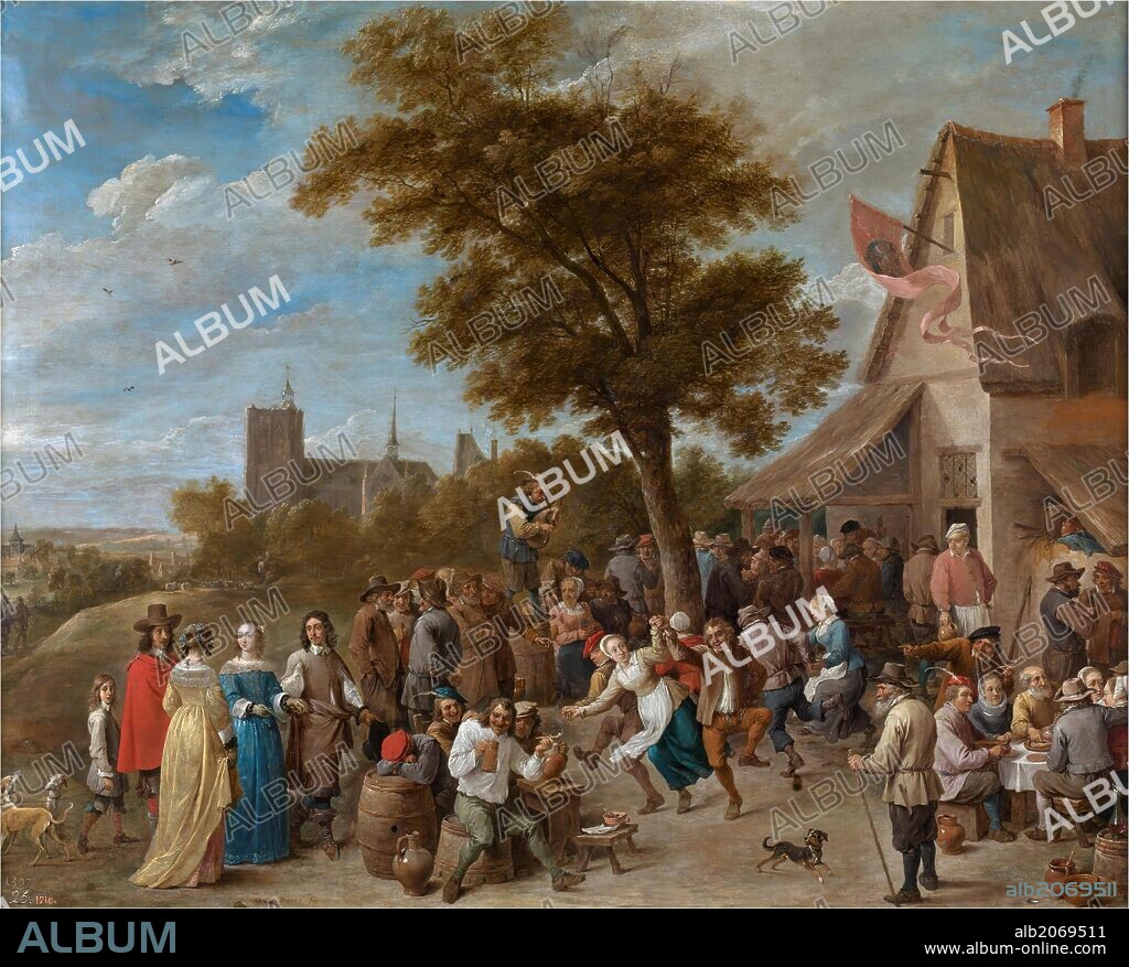 DAVID TENIERS DER ÄLTERE. David Teniers / 'Village Feast', ca.  1650, Flemish School, Oil on copper, 69 cm x 86 cm, P01785.
