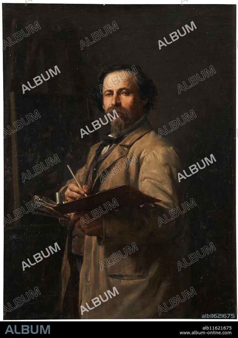 SALVADOR MARTINEZ CUBELLS. Salvador Martínez Cubells / 'El pintor Francisco Martínez Yago, padre del artista'. 1867. Óleo sobre lienzo, 114 x 84 cm.