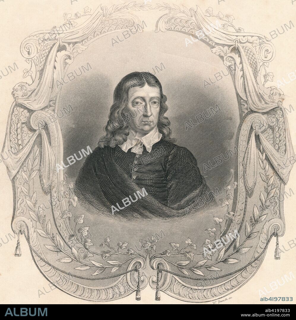 'Milton', (mid 19th century). Portrait of English poet John Milton (1608-1674), whose most famous work is his epic "Paradise Lost", first published in 1667. Milton became totally blind in about 1652. [John Tallis & Company, London & New York].