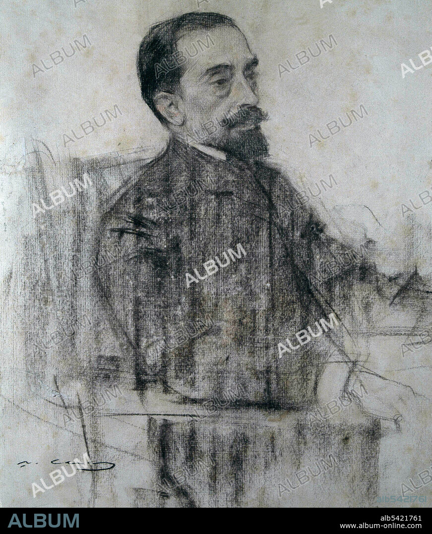 RAMON CASAS Y CARBO. MARAGALL, JOAN. MARAGALL , JUAN . ESCRITOR ESPAÑOL.BARCELONA 1860-1911.. DIBUJO DE RAMON CASAS. MUSEO ARTE MODERNO. BARCELONA.