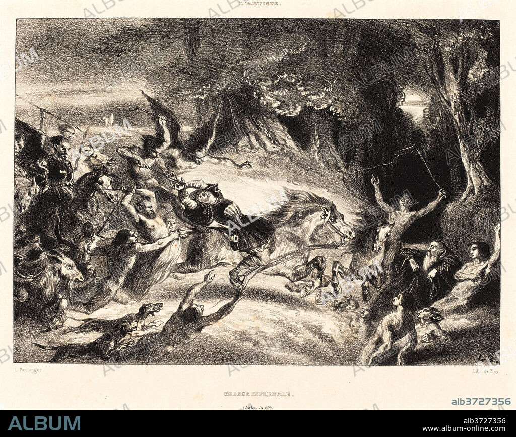 LOUIS-CANDIDE BOULANGER. Chasse Infernale. Dated: 1835. Dimensions: overall: 21.8 x 29.4 cm (8 9/16 x 11 9/16 in.). Medium: lithograph.