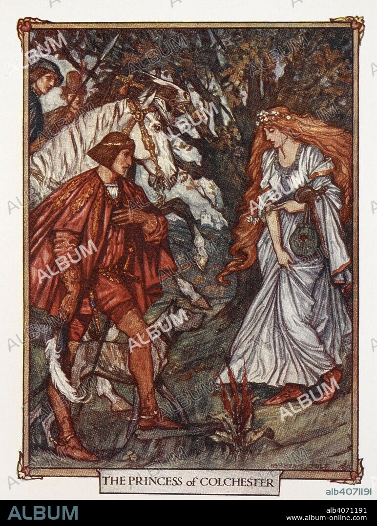 The Princess of Colchester. Fairy-Gold: a book of old English fairy tales, chosen by Ernest Rhys, illustrated by Herbert Cole. London : J. M. Dent & Co., 1906. Source: 12411.d.22 facing 120.