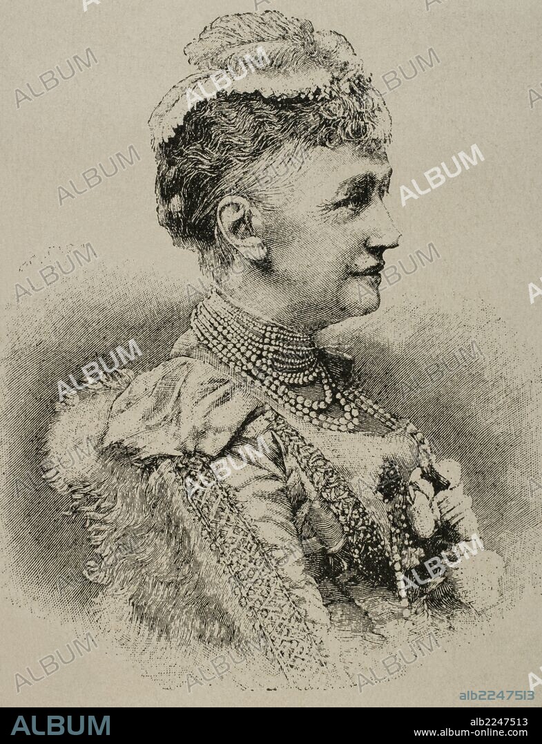 Louise of Hesse-Kassel (1817-1898). Princess and Queen consort of Denmark. Engraving in The Artistic Illustration, 1889.