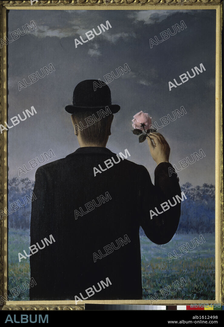 RENÉ MAGRITTE. The Back of a Man with a Rose by Rene Magritte, 1898-1967, USA, California, Santa Monica, Private Collection.