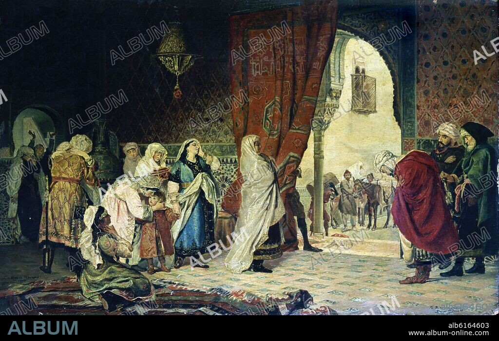 MANUEL GÓMEZ-MORENO GONZÁLEZ. Manuel Gómez-Moreno González / 'Salida de la familia de Boabdil de la Alhambra', 1880, Óleo sobre lienzo, 250,5 x 371 cm.
