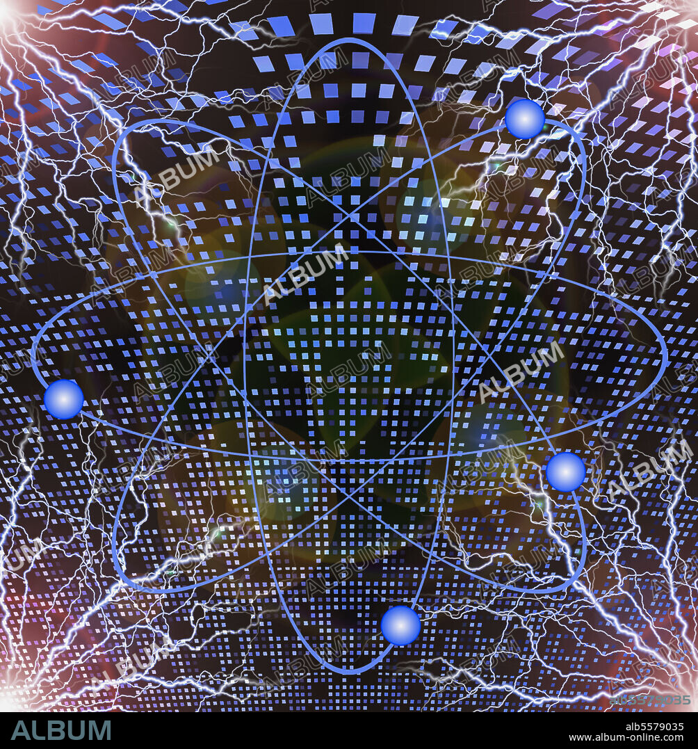 Sci -fi. Atom and electrons model.