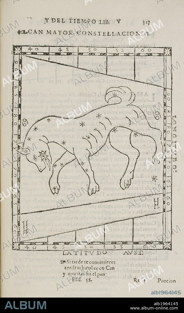 MIGUEL PEREZ. Star constellations and heavenly bodies. The Dog. Canis Mayor constellation. . Aeritonio agitator auriga o Heniochus, lo mesmo que cochero, o carretero. Constelacion. Spain. Perez, Miguel. Aeritonio agitator auriga o Heniochus, lo mesmo que cochero, o carretero. Constelacion. Source: 531.m.9 317. Language: Spanish.