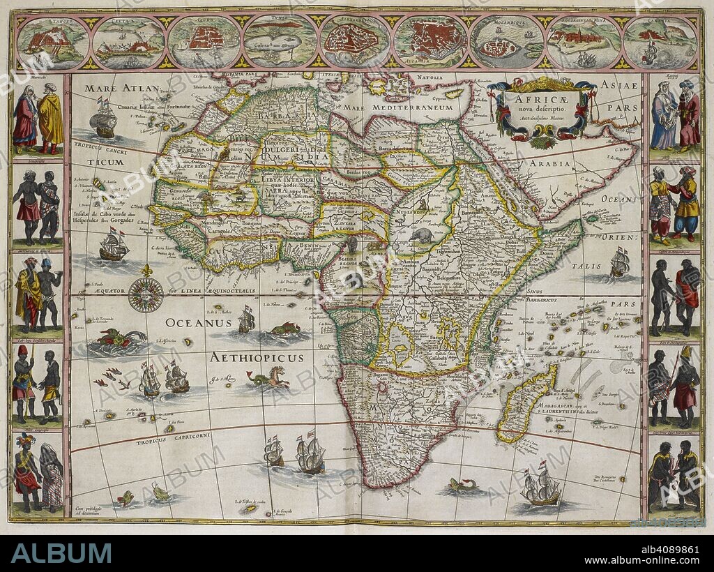 JOAN BLAEU. Map of Africa. Le Grand Atlas, ou Cosmographie Blaviane, en la quelle est exactement descritte la Terre, la Mer, et le Ciel. Amsterdam, 1663. Source: Maps.C.5.b.1, pp.1-2. Language: French.