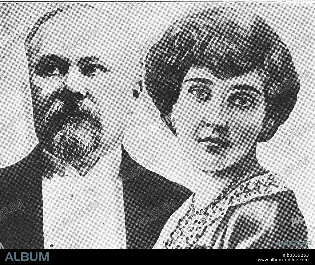 Raymond Poincare (1860 - 1934) French President of France from 1913 to 1920, and his wife Henriette Poincare.