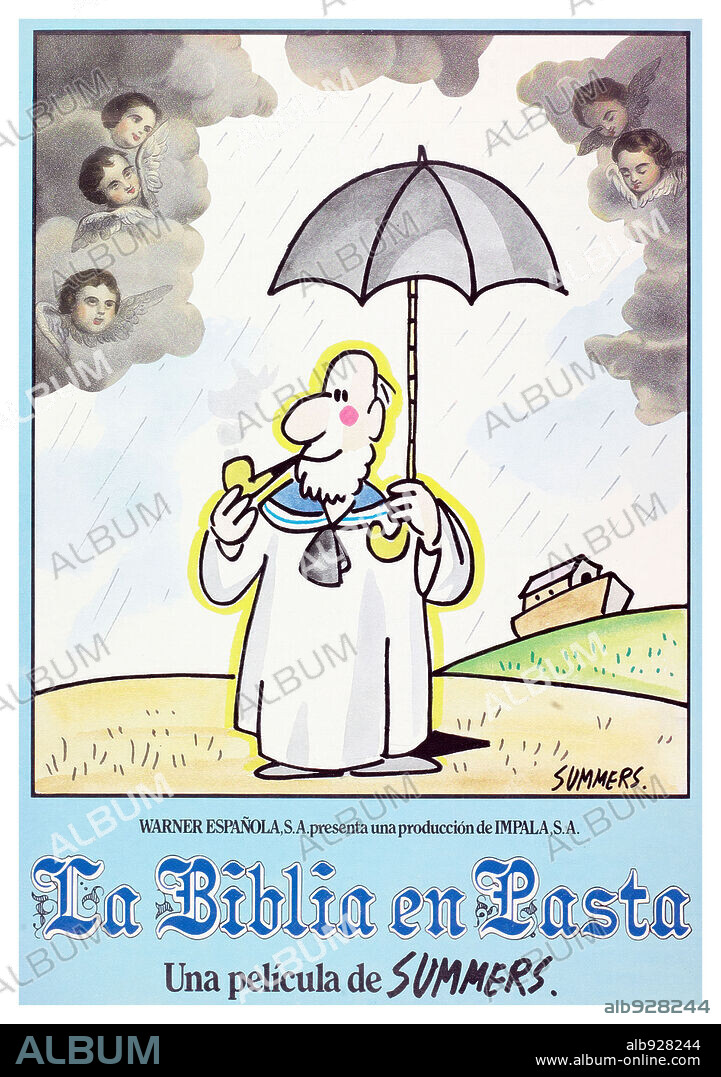 Poster de LA BIBLIA EN PASTA, 1984, dirigida por MANUEL SUMMERS. Copyright WARNER ESPAÑOLA.