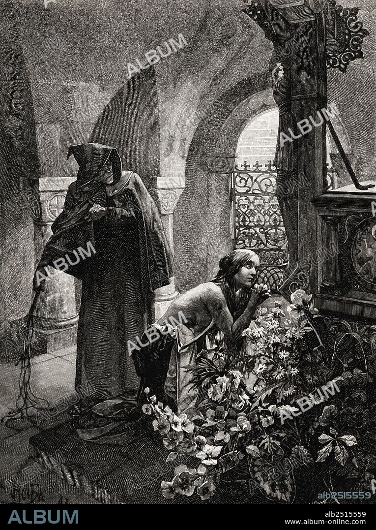 Santa Isabel de Hungría (1207-1231), hija del rey Andrés II, recibiendo el martirio voluntario de los azotes.