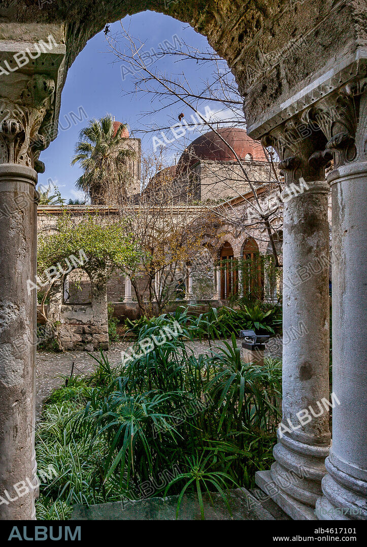 Palermo, the Church of St. John of the Hermits: the cloister.. UNESCO site: Arab-Norman Palermo and the cathedrals of Cefalù and Monreale.