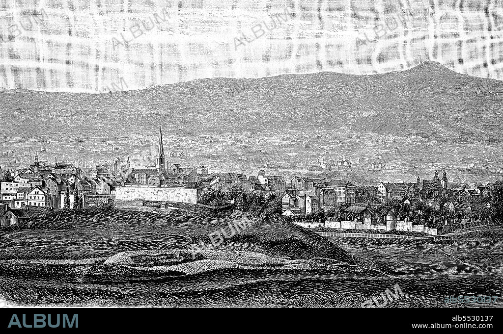 Liberec, German Reichenberg is a town in northern Bohemia in the Czech Republic, in 1880.