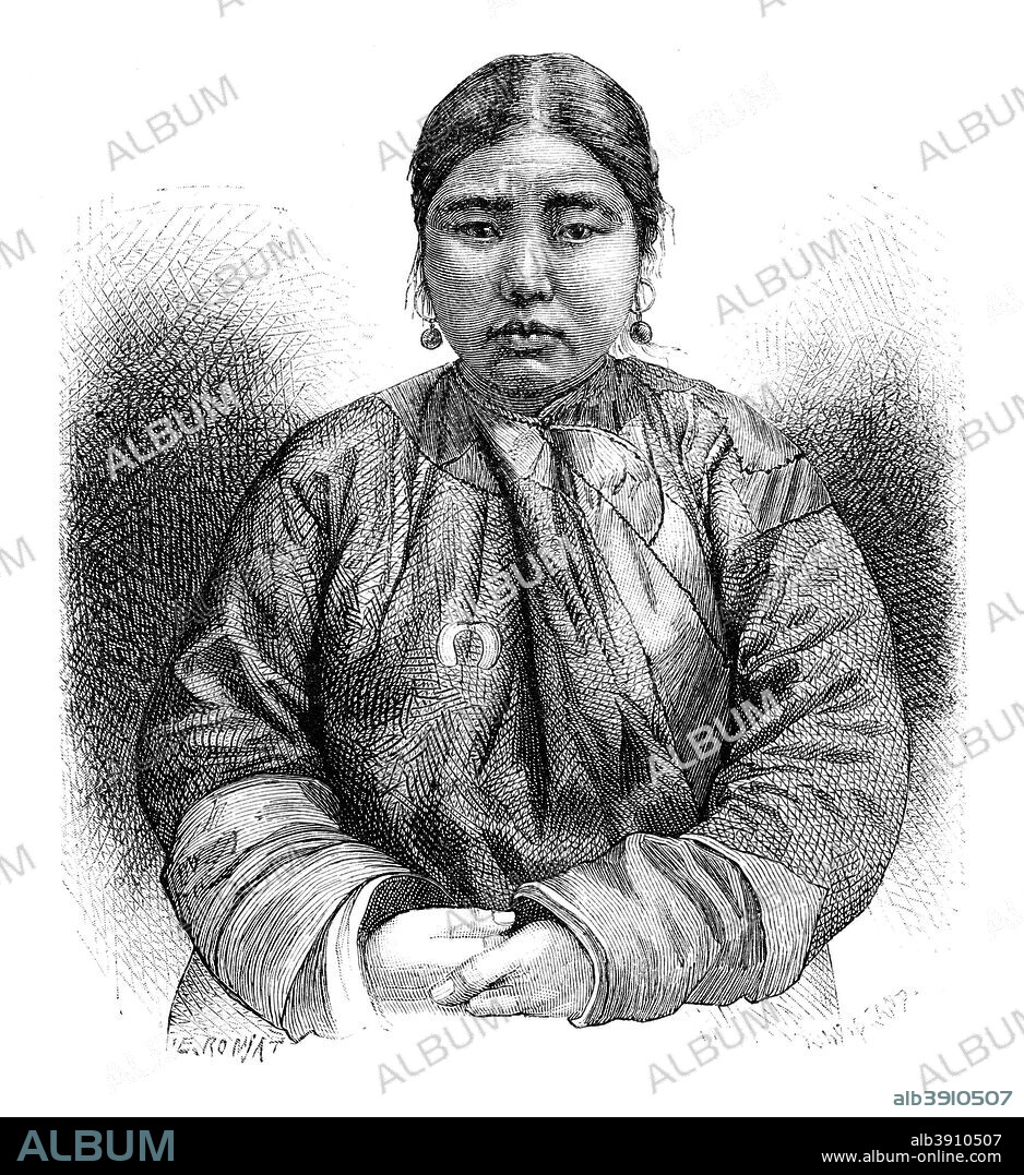 An Ainu girl, Japan, 1895. From The Universal Geography with Illustrations and Maps, division XII, written by Elisee Reclus and published by Virtue & Co. Limited (London, 1895).