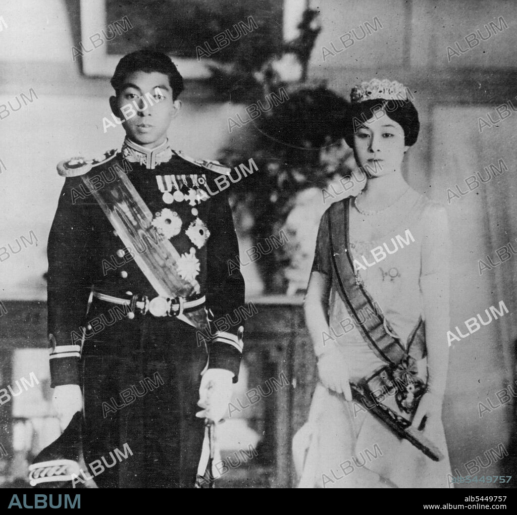 Japan's Royal Bridal Couple - In Western Attire -- His Royal highness Prince Nobushito Takamatsu, second brother of the Emperor of Japan, and his bride, Miss Kikuko Tokugawa, reveal that they are equally at home in the dress of the accident or of their own orient. They are shown here in Western attire following their marriage February 4th. February 25, 1930. (Photo by International Newsreel Photo).