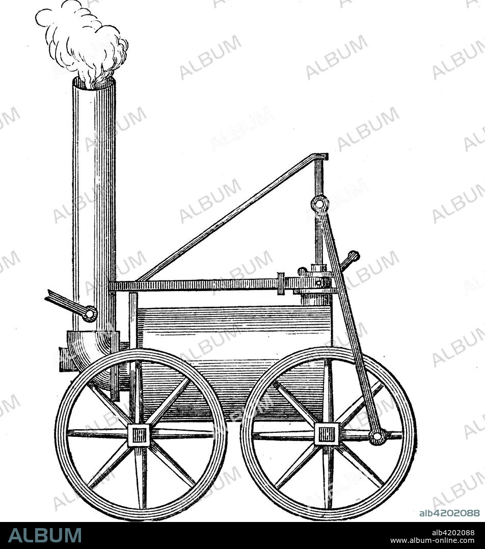 Engraving depicting Richard Trevithick's Catch-Me-Who-Can Locomotive of 1808. Richard Trevithick (1771-1833) a British inventor and mining engineer from Cornwall, England. Dated 19th century.