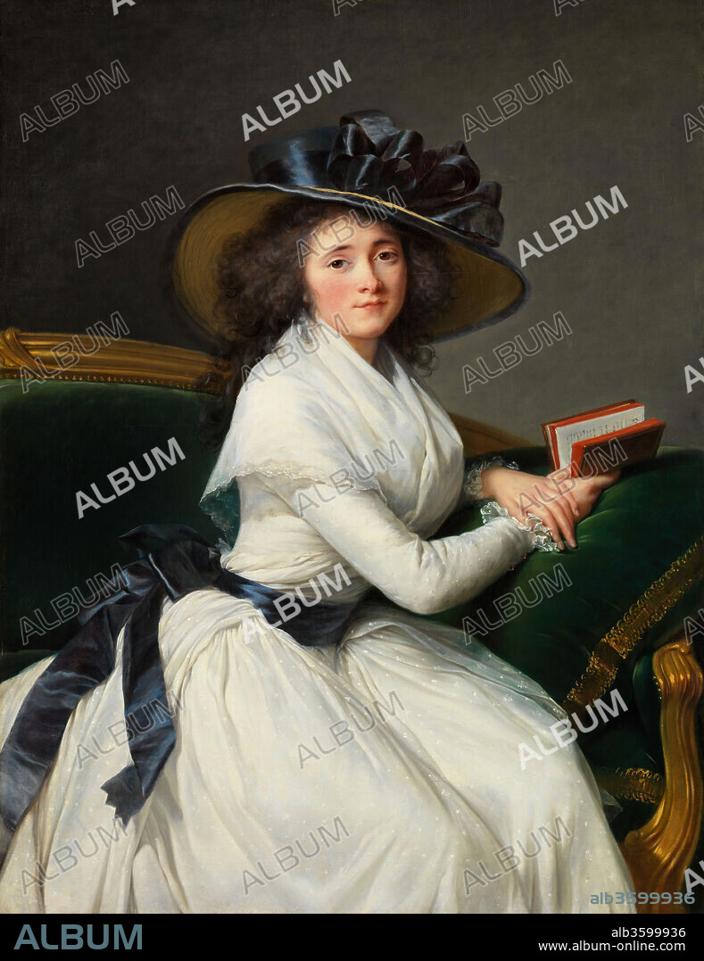 ÉLISABETH LOUISE VIGÉE LE BRUN. Comtesse de la Châtre (Marie Charlotte Louise Perrette Aglaé Bontemps, 1762-1848). Artist: Élisabeth Louise Vigée Le Brun (French, Paris 1755-1842 Paris). Dimensions: 45 x 34 1/2 in. (114.3 x 87.6 cm). Date: 1789.
In 1789, the sitter, daughter of Louis XV's <i>premier valet de chambre</i>, was the wife of the comte de la Châtre. She later married François Arnail de Jaucourt. For daily wear and for portraits, Vigée Le Brun favored white muslin dresses in this style for what she saw as their timeless, classical simplicity.