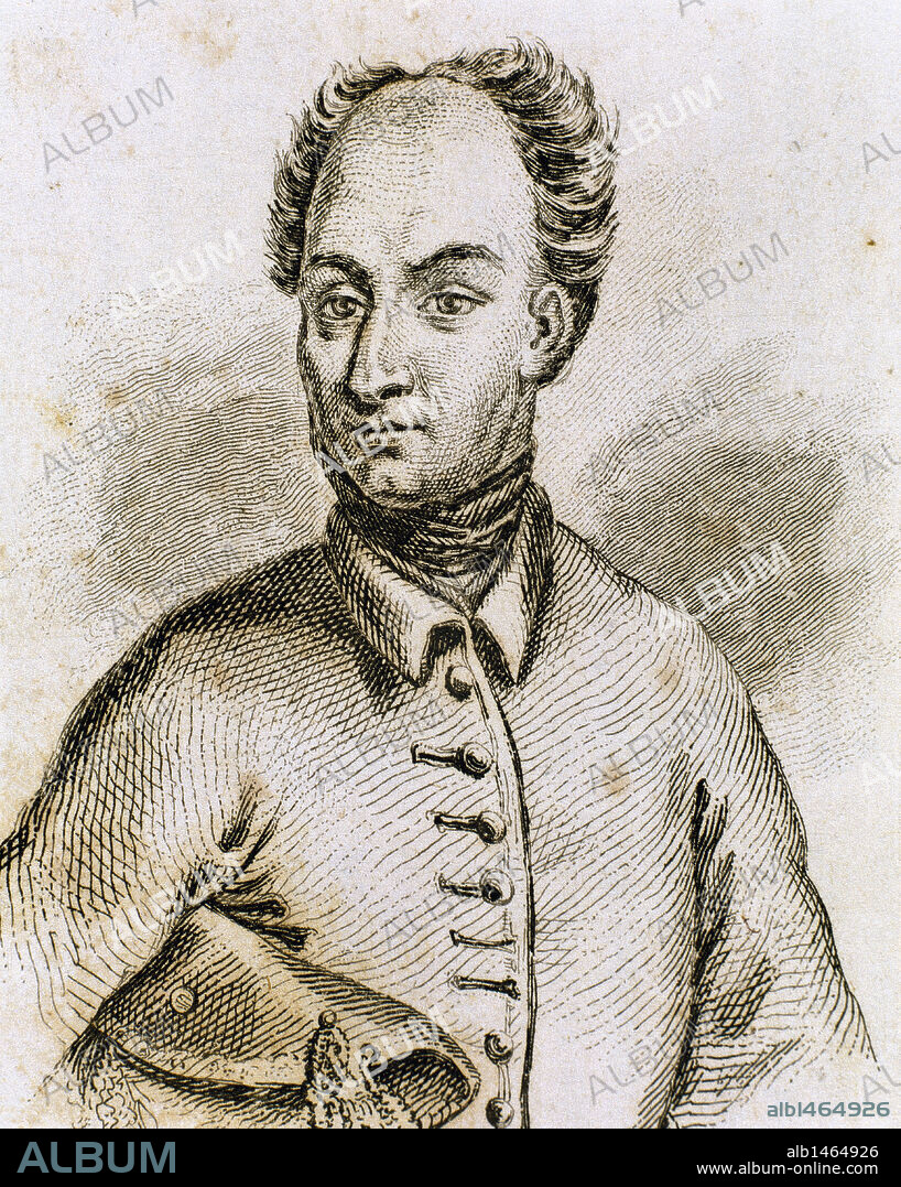 CARLOS XII (Estocolmo, 1682-Fredrikshald, 1718). Rey de Suecia (1697-1718). Luchó en la segunda guerra del Norte. Sucesivamente perdió todos los terrenos conquistados y murió dejando el país debilitado por un continuo esfuerzo bélico y sin sucesión. Grabado.