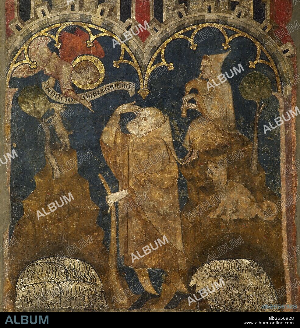 ARTE GOTICO. SIGLO XIV. "ANUNCIACION A LOS PASTORES" (h.1333). Obra del Segundo MAESTRO DE OLITE. Pintura francogótica, procedente de la Capilla de la Vírgen del Campanal de la Iglesia de San Pedro de Olite. Museo de Navarra. Pamplona.