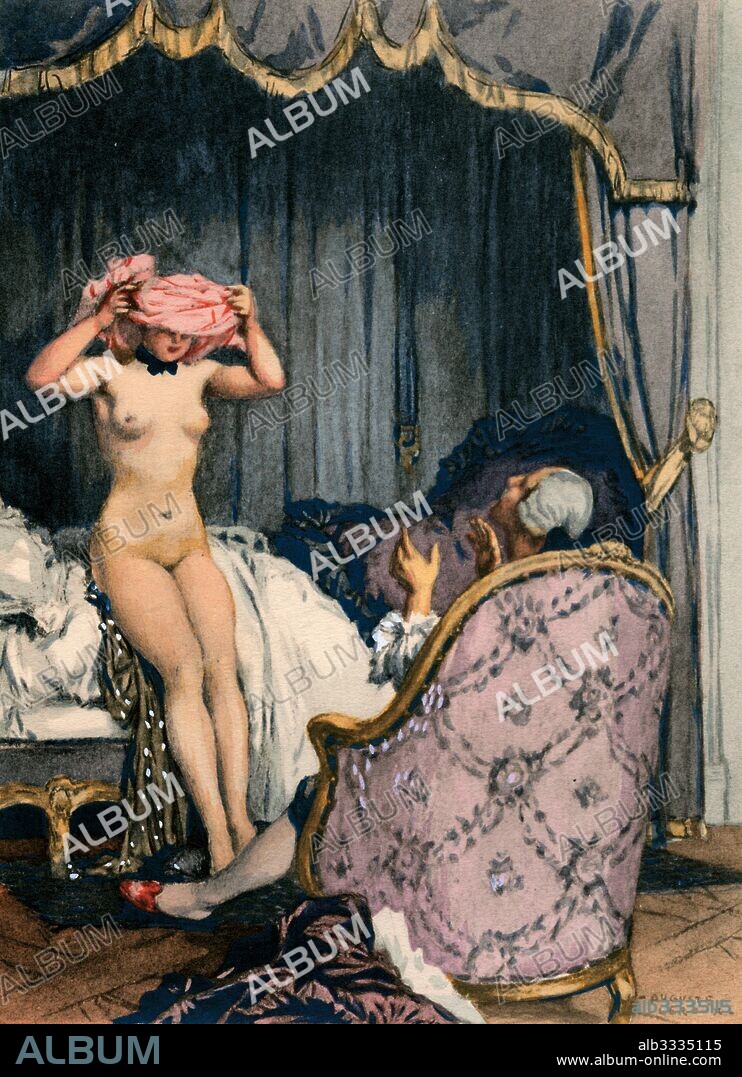 AUGUSTE LEROUX. Casanova with Madame Baret. Illustration for "Histoire de ma vie" by Giacomo Casanova.