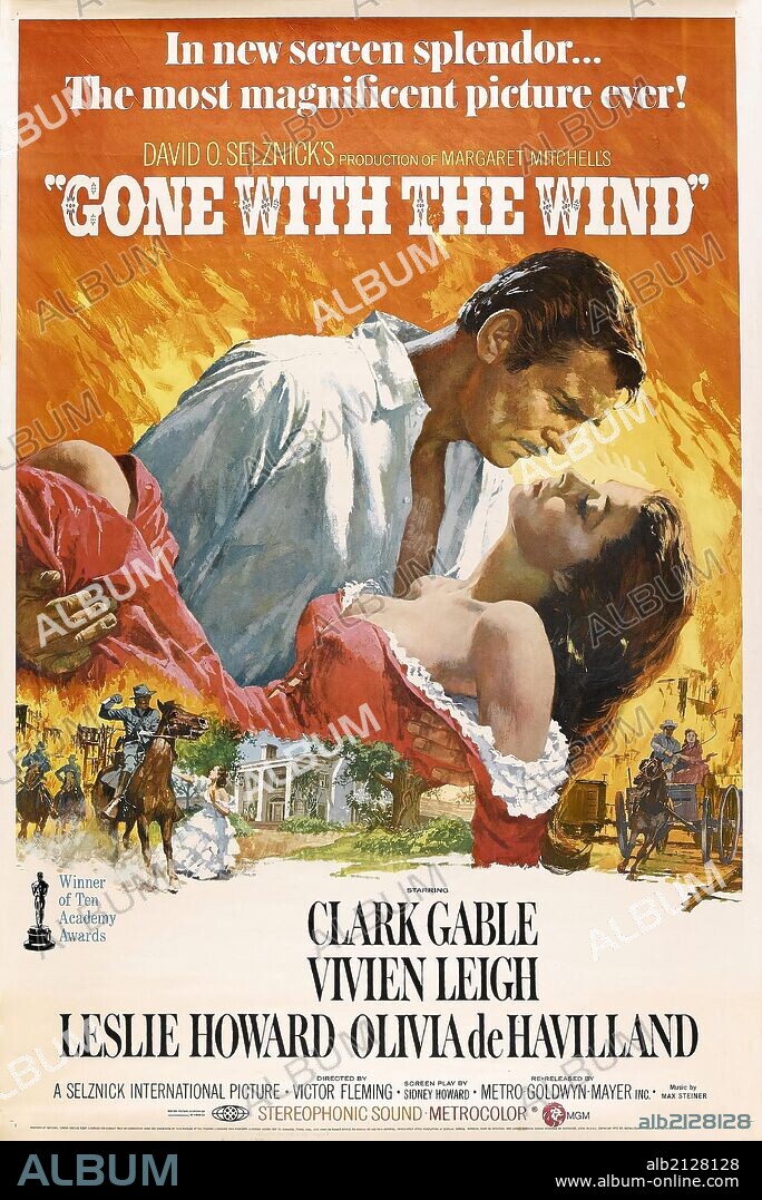 Poster of GONE WITH THE WIND, 1939, directed by GEORGE CUKOR and VICTOR FLEMING. Copyright M.G.M.