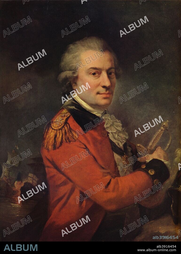Portrait of Admiral De Suffren, 18th century. Admiral comte Pierre Andre de Suffren de Saint Tropez, bailli de Suffren (1729-1788), French admiral. From The Connoisseur Volume XLIII [Otto Limited, London, 1915.].
