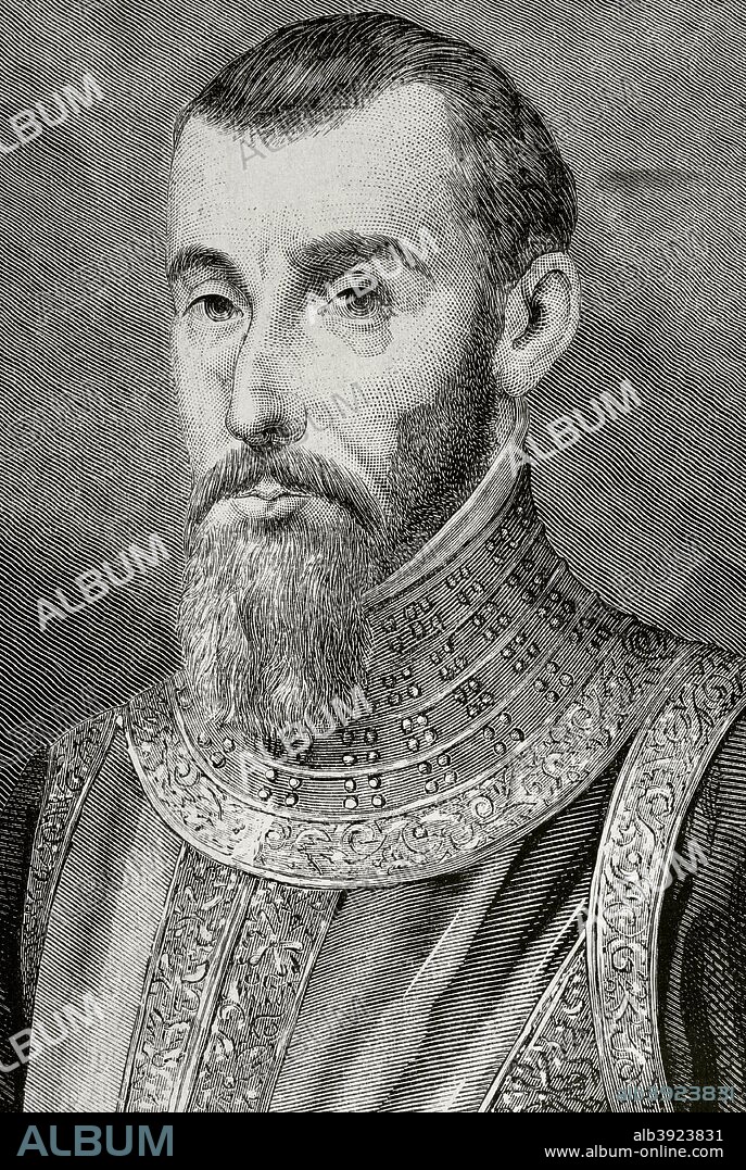 Pedro de la Gasca or Pedro de Lagasca (1485-1567). Spanish bishop, diplomat and viceroy of Peru (1547-1550). The Emperor Charles V commissioned him to Peru to restore the peace after the rebellion of Gonzalo Pizarro, appointing him president of the Audience of Lima. Engraving. La Ilustracion Espa–ola y Americana, August 22, 1876.