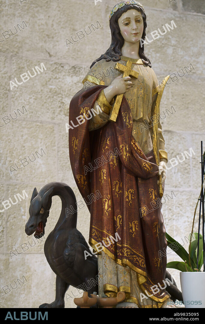 Saint Margaret and the Dragon, Monastery Church of Santa Margarita, center of history and military culture of the balearics, Palma, Majorca, Balearic Islands, Spain.