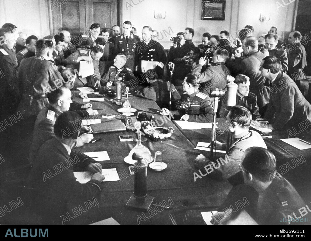 ANONYMOUS. The signing the German Instrument of Surrender in Berlin, May 8, 1945.