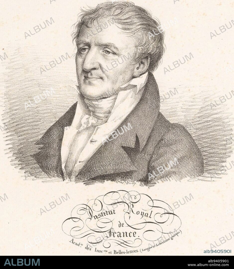 Portrait of the man of letters Jean-Baptiste Gail, Julien-Léopold Boilly, 1821, print maker: Julien-Léopold Boilly, (mentioned on object), publisher: Antoine François Piéri-Bénard, Paris, 1821, paper, h 357 mm - w 272 mm.