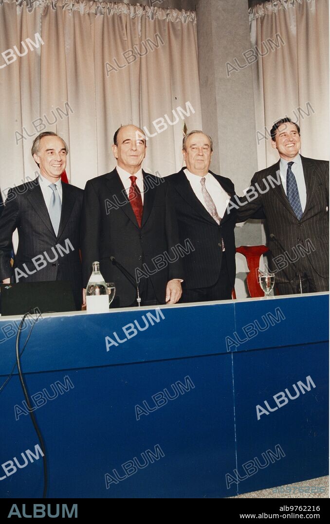 Madrid, 15/01/1999. Fusión del Banco Santander y del Banco Central Hispano, Emilio Botín y Jose María Amusátegui serán copresidentes del nuevo banco.