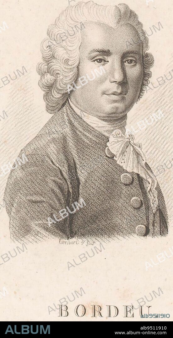 Portrait of Théophile de Bordeu, Lambert (l'Aîné et le Jeune), 1797 - 1841, print maker: Lambert (l'Aîné et le Jeune), (mentioned on object), Ambroise Tardieu, (mentioned on object), print maker: France, Paris, 1797 - 1841, paper, etching, h 196 mm - w 113 mm.
