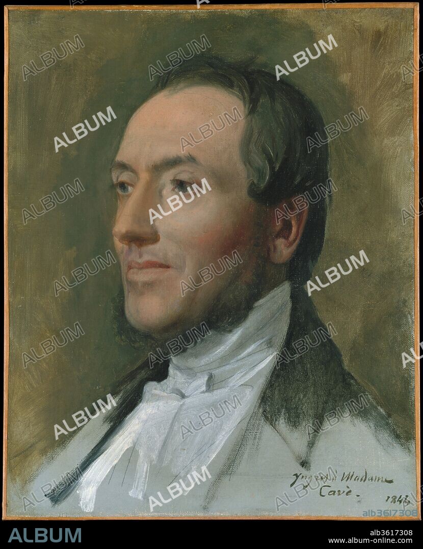 Edmond Cavé (1794-1852). Artist: Jean Auguste Dominique Ingres (French, Montauban 1780-1867 Paris). Dimensions: 16 x 12 7/8 in. (40.6 x 32.7 cm). Date: 1844.
Cavé held the high-ranking posts of inspector and director of the fine arts administration during the reign of King Louis-Philippe. Ingres painted this portrait soon after Cavé's marriage in 1844 to Marie-Elisabeth Blavot Boulanger. It was intended as a companion to the picture of Cavé's wife that Ingres had painted a decade earlier (43.85.3). After Ingres consulted Cavé about the dimensions of his wife's likeness, he executed the portrait by transferring a drawing of the sitter (Musée Ingres, Montauban) onto the canvas.