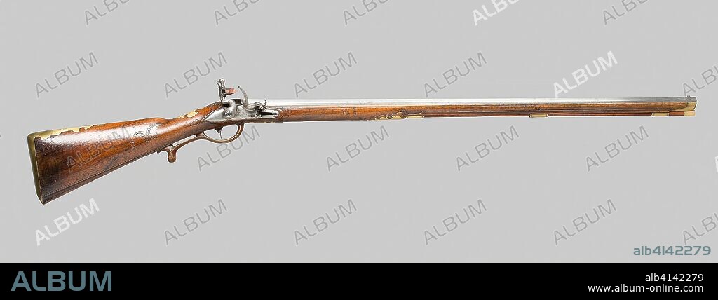 Flintlock Fowling Gun. Lock: Karl Starek; Austria, Vienna, active 1764-85; Barrel: Giovanni Battista Iocussi. Pistoia. Date: 1760-1780. Dimensions: . Walnut and brass. Origin: Germany.