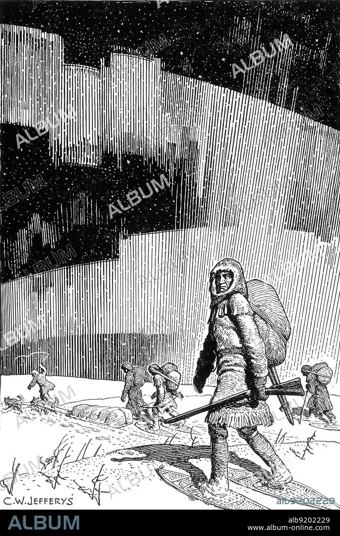 Hearne begins his third journey. Samuel Hearne (February 1745 ??? November 1792) was an English explorer, fur-trader, and author. 1766, he joined the Hudson's Bay Company as a mate on the sloop Churchill, which was then engaged in the Inuit trade out of Prince of Wales Fort, Churchill, Manitoba. The governor, Moses Norton, sent Hearne in search of a possible copper mine. On his third journey Hearne became the first European to reach the shore of the Arctic Ocean by an overland route. By tracing the Coppermine River to the Arctic Ocean he had established there was no Northwest Passage through the continent at lower latitudes. Illustration by Charles William Jefferys, undated (cropped and cleaned).