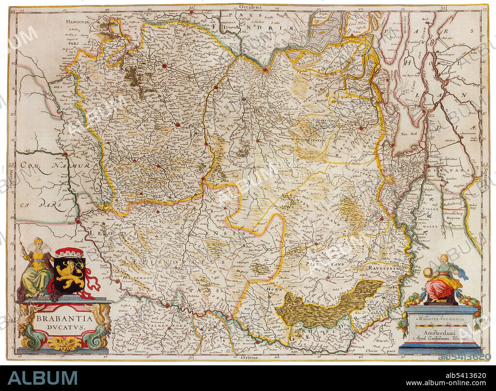 Joan Blaeu, Duchy of Brabant Map, 17th Century