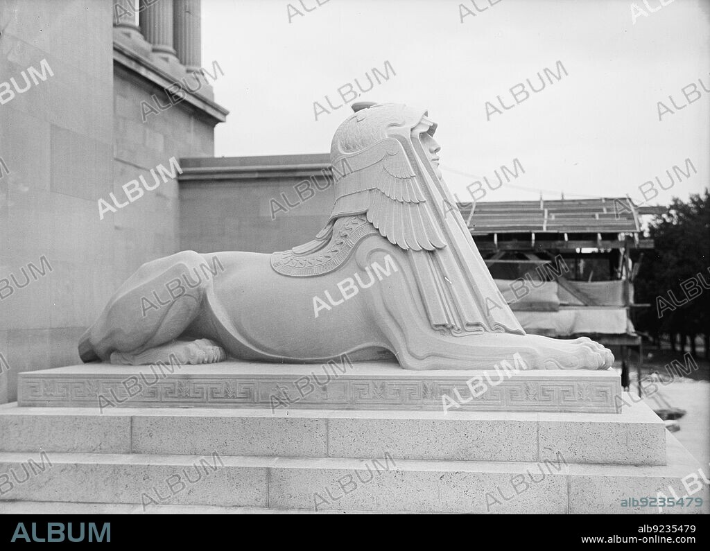 HARRIS & EWING. Scottish Rite Temple - Sphinx, 1915. The House of the Temple in Washington DC, headquarters of the Scottish Rite of Freemasonry, Southern Jurisdiction. It was designed by John Russell Pope.