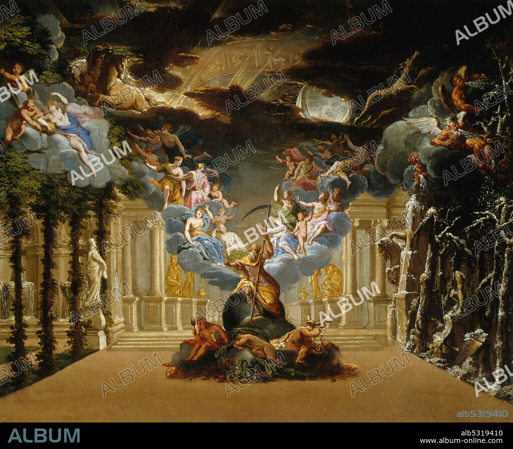 JACQUES VIGOUROUX DUPLESSIS (VIGOUREUX-DUPLESSIS). Stage design for the Prologue of the Tragédie lyrique "Atys" by Jean-Baptiste Lully.