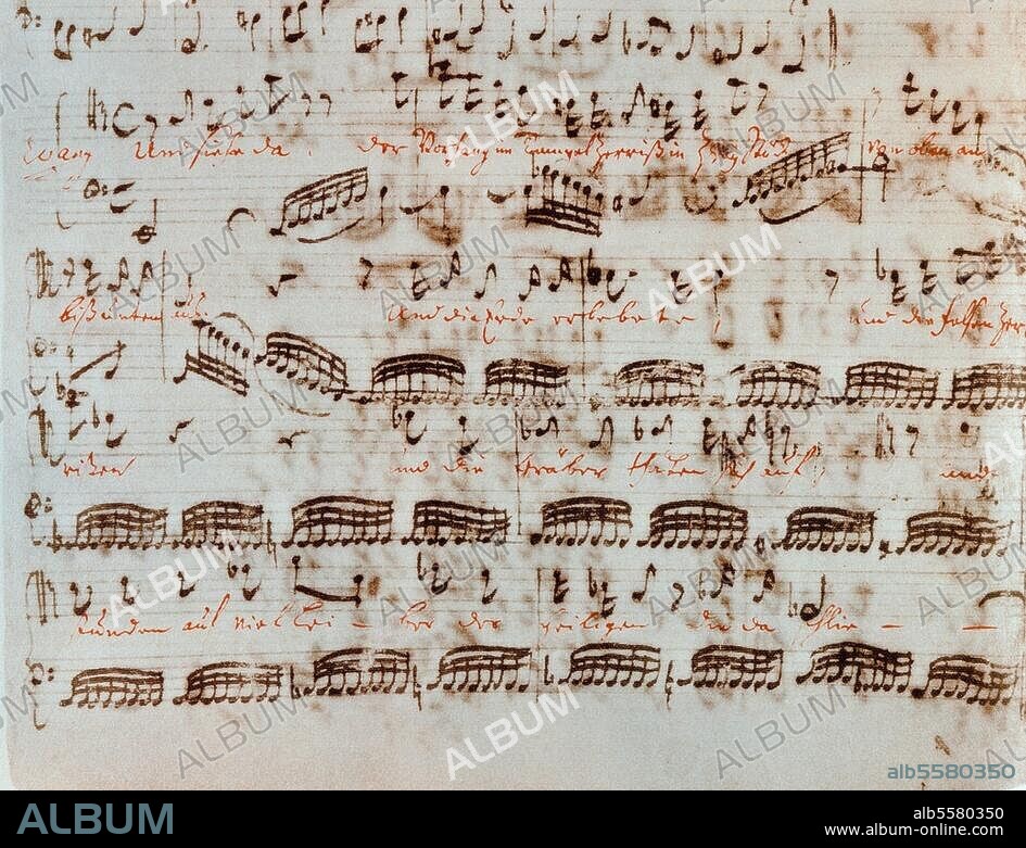 Bach, Johann Sebastian Komponist, 1685-1750. Werke: Matthäuspassion (BWV 244; Frühfassung 1727/29, spätere Fassung 1736). Notenhandschrift. Leipzig, Universitätsbibliothek.