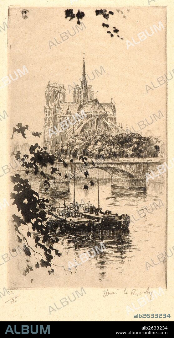 Henri Le Riche (French, born 1867 - ). Notre Dame, Paris. Etching and aquatint.