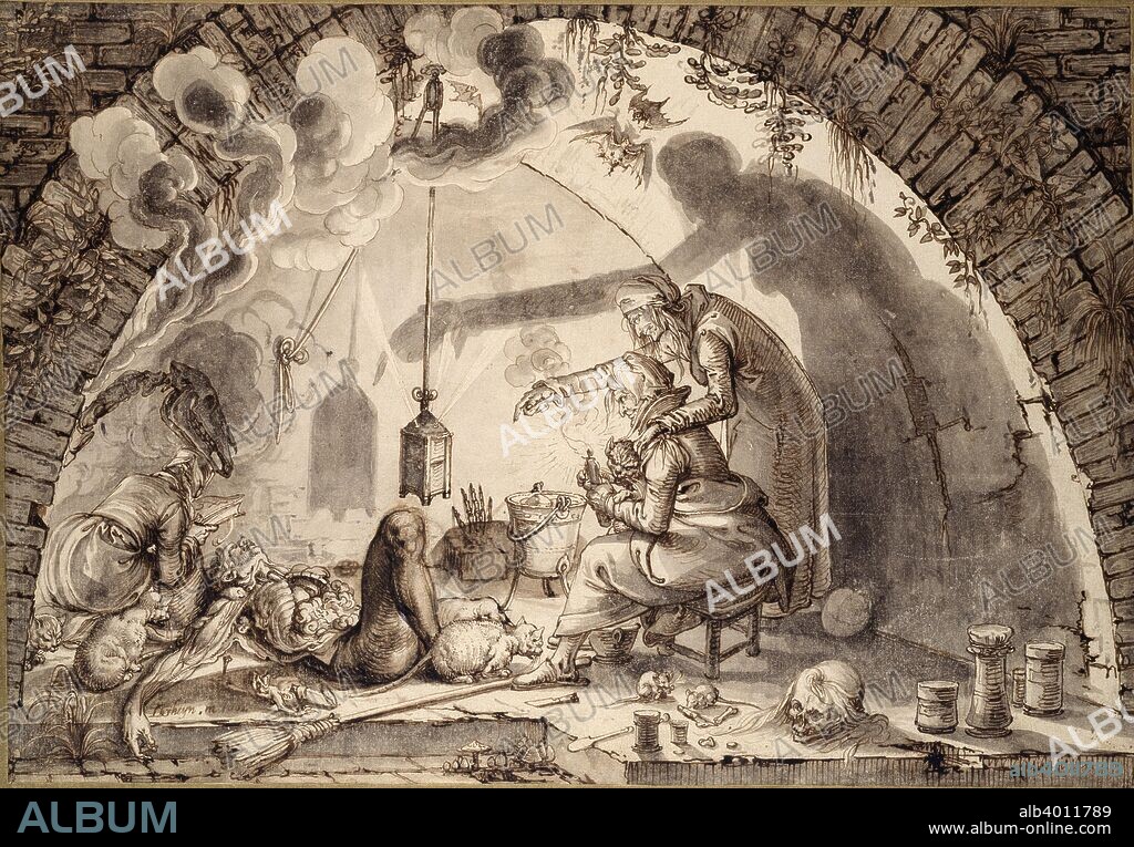 A Witches' Kitchen, c1600. Dimensions: height x width: sheet 28 x 40.8 cm.
