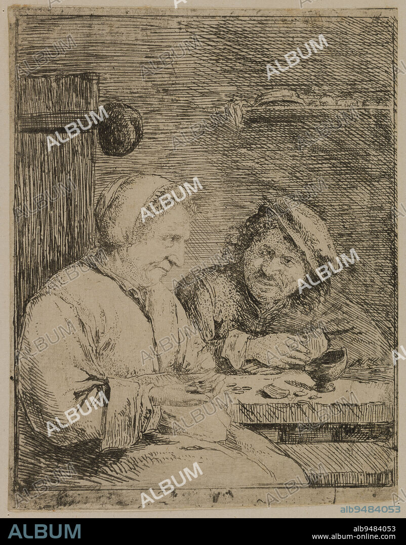 The broken piggy bank, Van Haeften, Nicolas, Engraver, In 1694, 2nd half of the 17th century, Graphic arts, Original print, Etching, Size - Work: Height: 13.7 cm, Width: 10.7 cm.